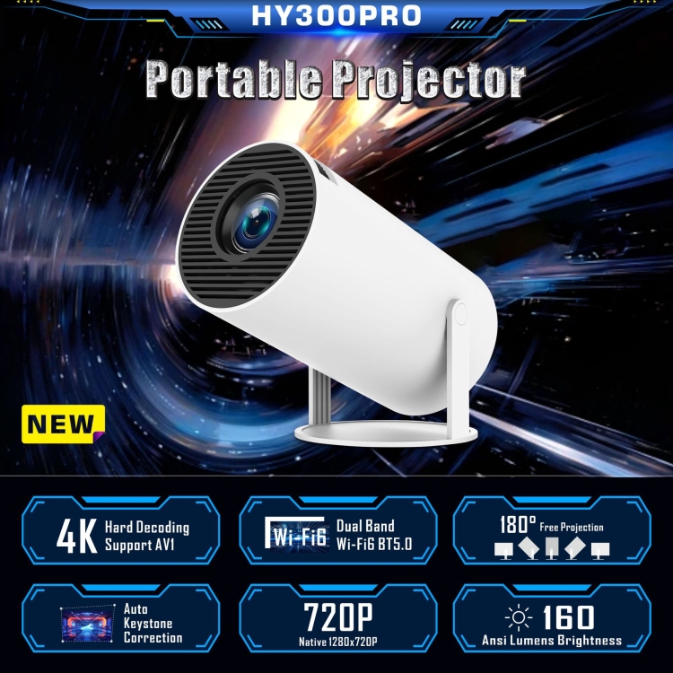 Projetor inteligente HY300 PRO sistema Android 11.0 projetor portátil de 120 lúmens (plugue UE) - B1
