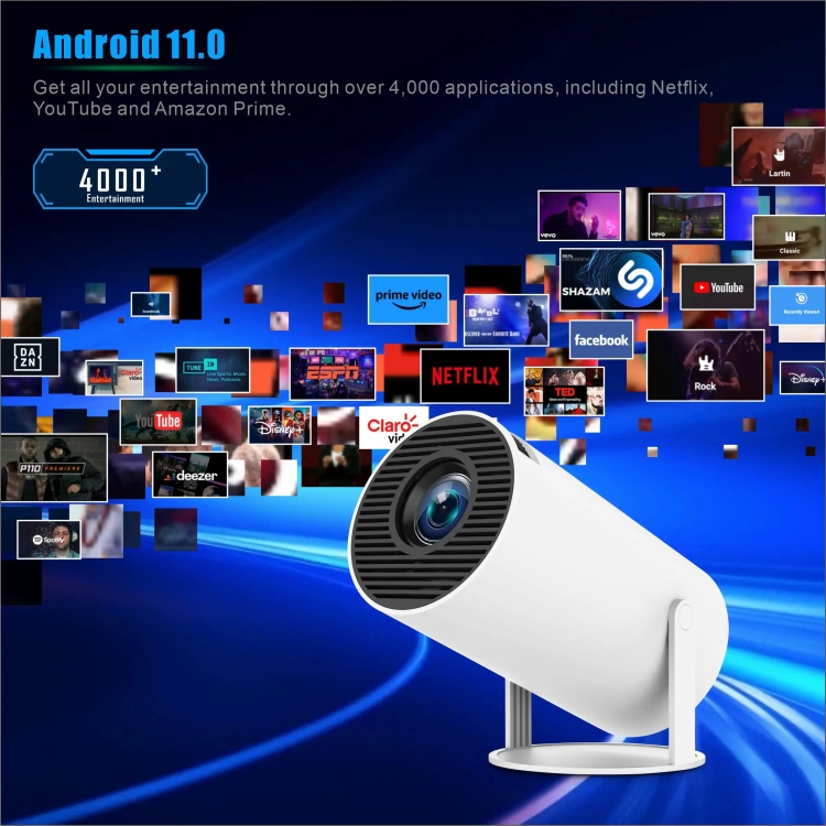Projetor inteligente HY300 PRO sistema Android 11.0 projetor portátil de 120 lúmens (plugue UE) - B3