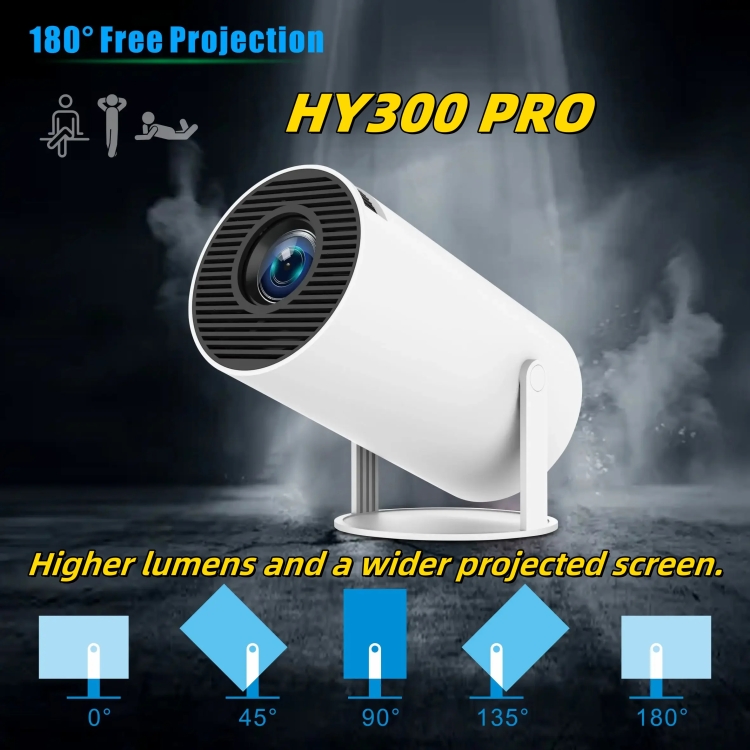 Projetor inteligente HY300 PRO sistema Android 11.0 projetor portátil de 120 lúmens (plugue UE) - B8