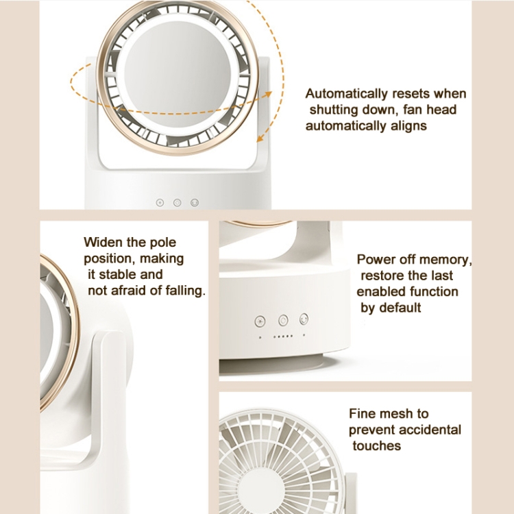 3 In 1 Multifunctional Desktop Fan with LED Light Cosmetic Mirror USB ...