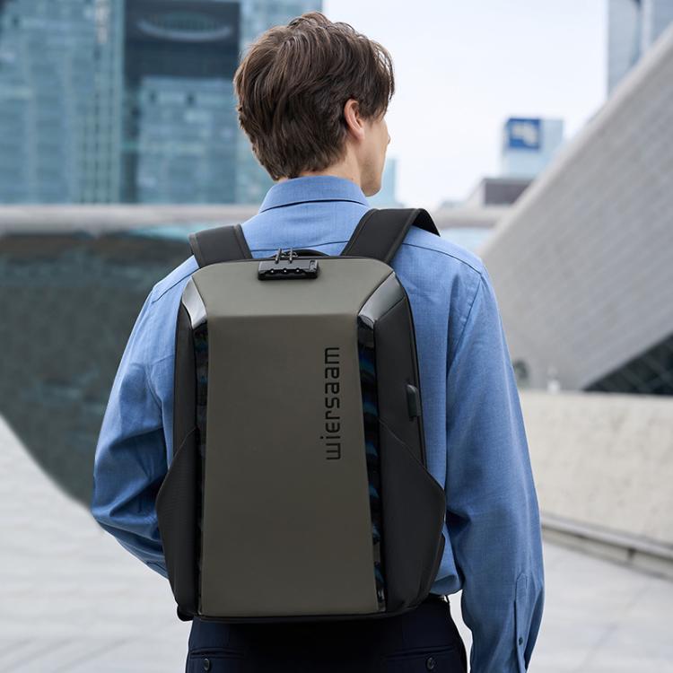 anti theft laptop backpack dropship Wiersaam WY1350 Men Anti-Theft Business Backpack Laptop Bag For Travel With  Password Lock(Space Gray)