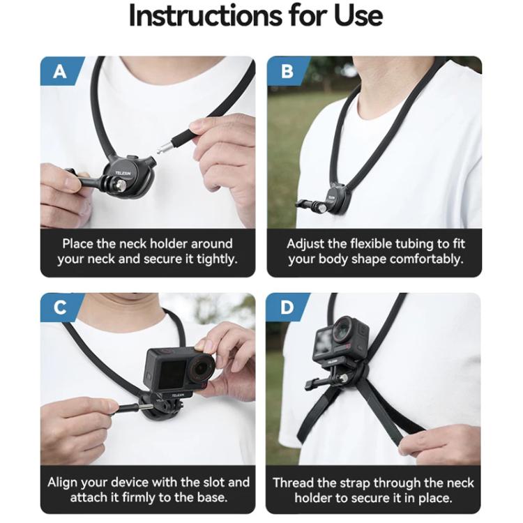 TELESIN Action Camera Neck Holder SE2.0 POV Perspective Bracket With ...
