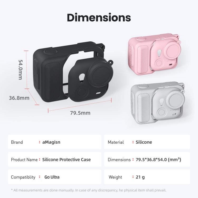 Coque Silicone Pour Caméra Insta360 Go Ultra – Protection Complète Avec Cache Objectif, Cordon Anti-perte – Rose, Légère 21 G – Accessoires Inclus