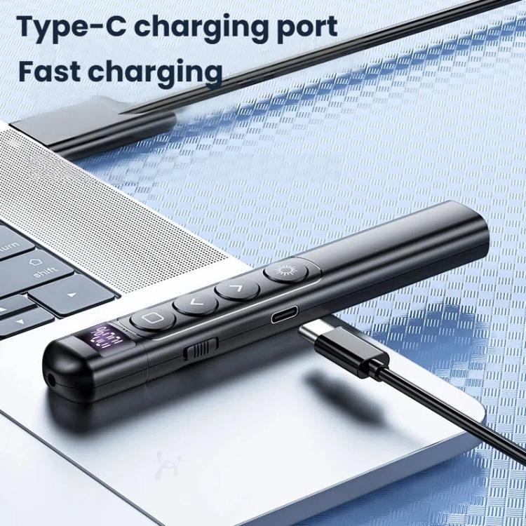 Ponteiro laser digital recarregável para apresentações, com controle remoto RF 2.4GHz e alcance de 100 metros (S7 Preto) - B3