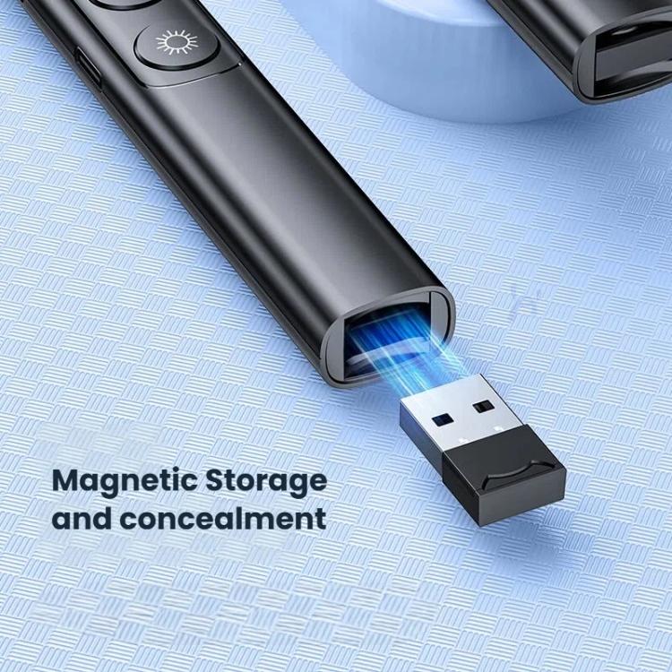Ponteiro laser digital recarregável para apresentações, com controle remoto RF 2.4GHz e alcance de 100 metros (S7 Preto) - B4