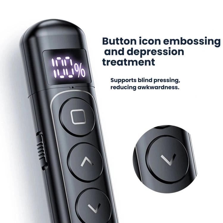 Ponteiro laser digital recarregável para apresentações, com controle remoto RF 2.4GHz e alcance de 100 metros (S7 Preto) - B5