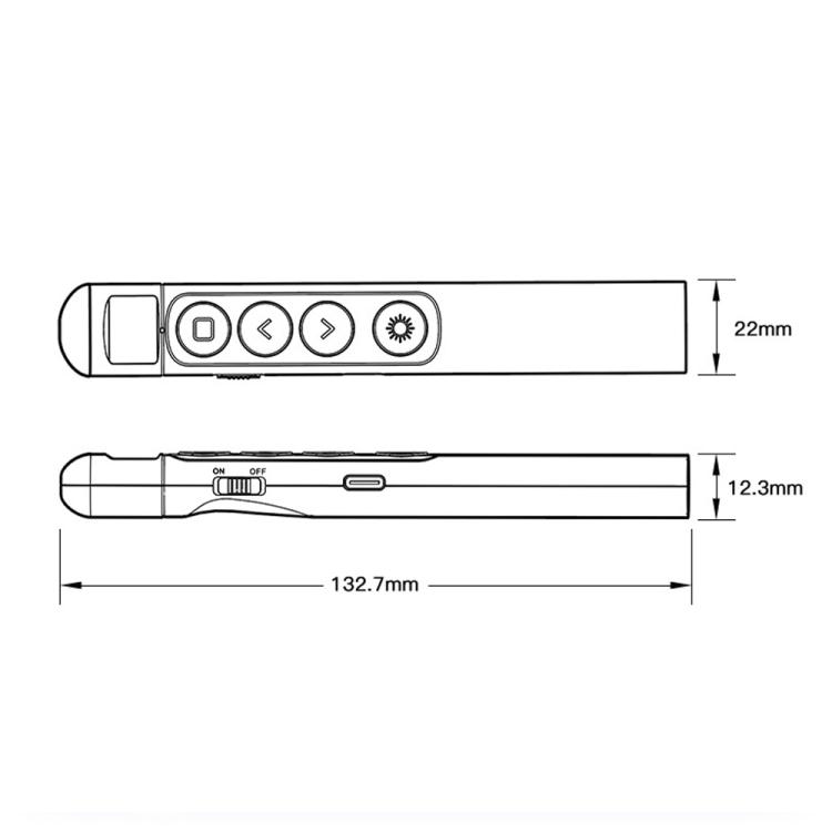 Ponteiro laser digital recarregável para apresentações, com controle remoto RF 2.4GHz e alcance de 100 metros (S7 Preto) - B7