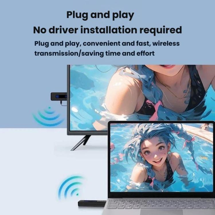 Transmissor HDMI sem fio 2 em 1, dispositivo de espelhamento de 60 m para laptops e PCs, 1080p, 60 Hz, extensor sem fio (branco) - B2