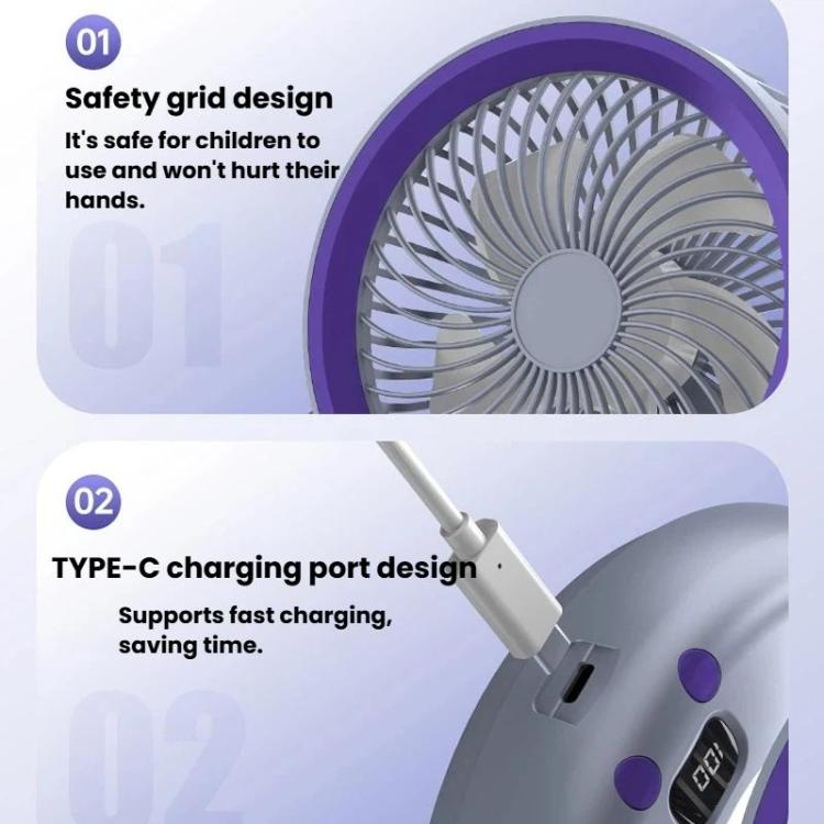 Foldable Air Circulator Fan With Battery Indicator Household Desktop ...