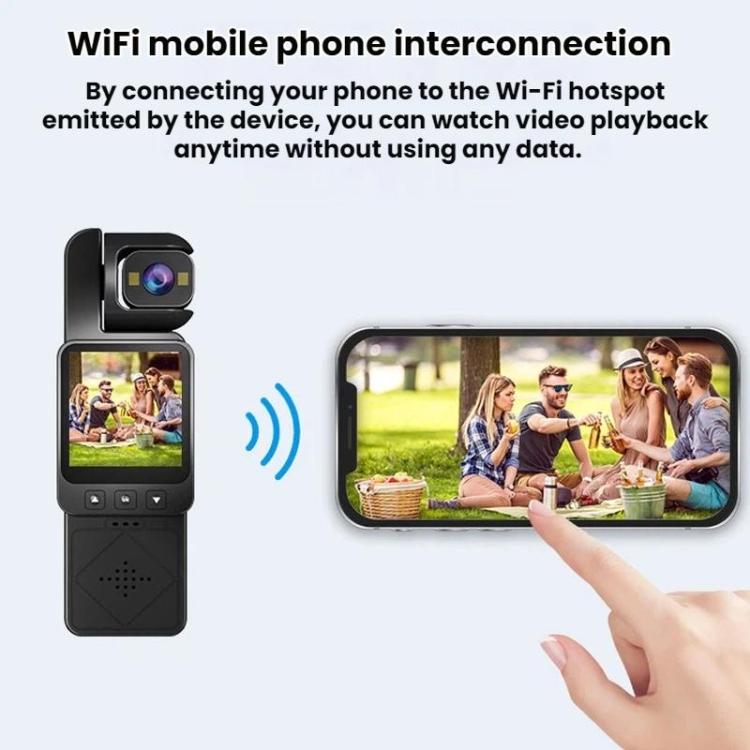 Portable Outdoor Cycling Dashcam 4K HD Law Enforcement WiFi Video Camera(Black) - B2