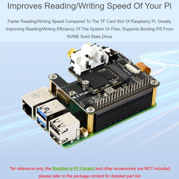 Wave. Share Rpi Audio Waveshare 34170 For Raspberry Pi 5 PCIe To M.2 HAT With I2S Audio ...