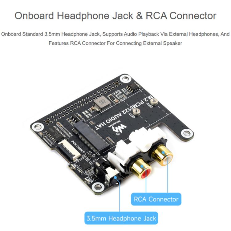 Waveshare 34170 For Raspberry Pi 5 PCIe To M.2 HAT With I2S Audio ...