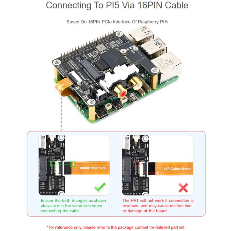 Wave. Share Rpi Audio Waveshare 34170 For Raspberry Pi 5 PCIe To M.2 HAT With I2S Audio ...