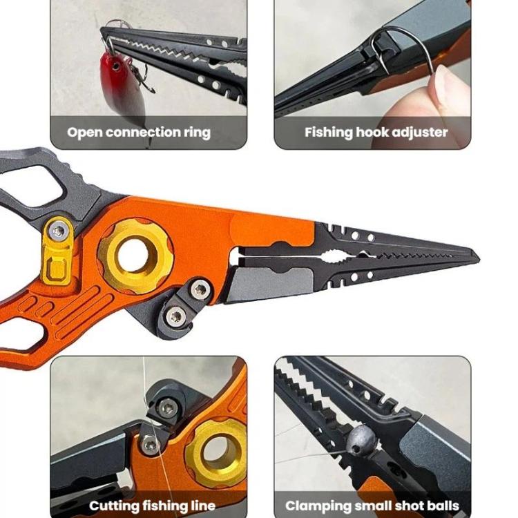 Aluminum Alloy Lure Pliers Multi-Functional Tool For Fish Handling Hook Removal Ring Opening Lead Clamping(Orange) Aluminum Alloy Lure Pliers Multi-Functional Tool For Fish Handling Hook Removal Ring Opening Lead Clamping(Orange)