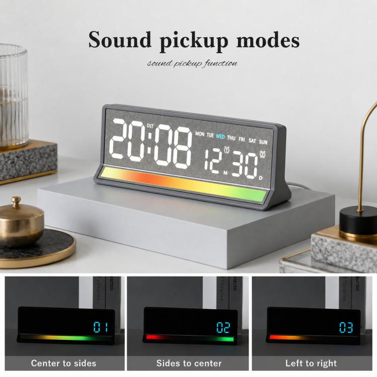 LED Digital Alarm Clock with Sound-Activated RGB Light Large Display ...