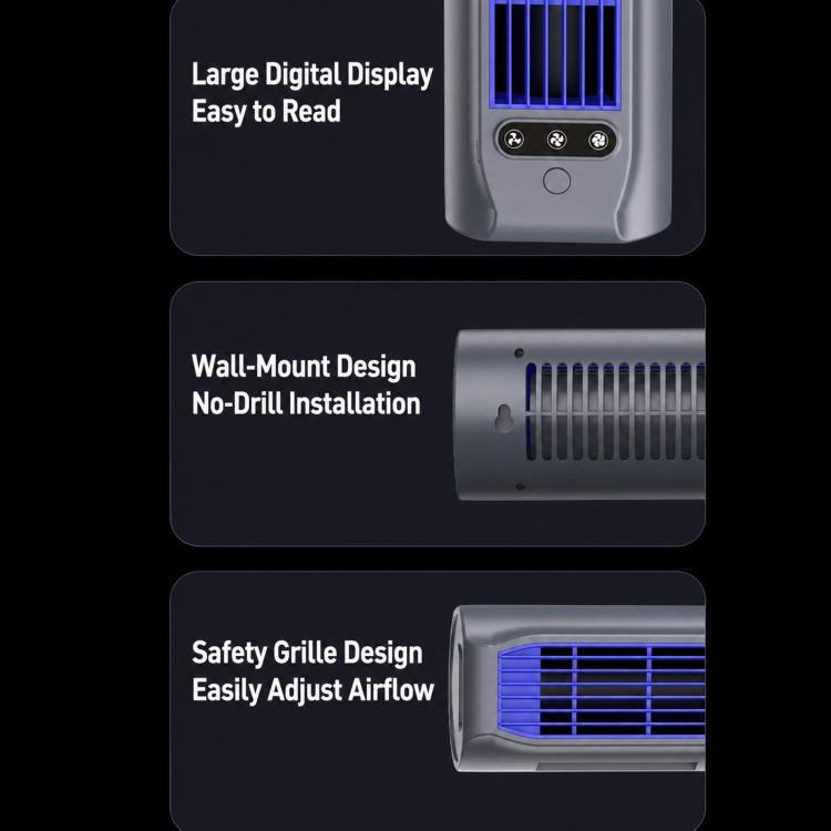 E7 Digital Display Desktop Tower Fan For Home Punch-Free