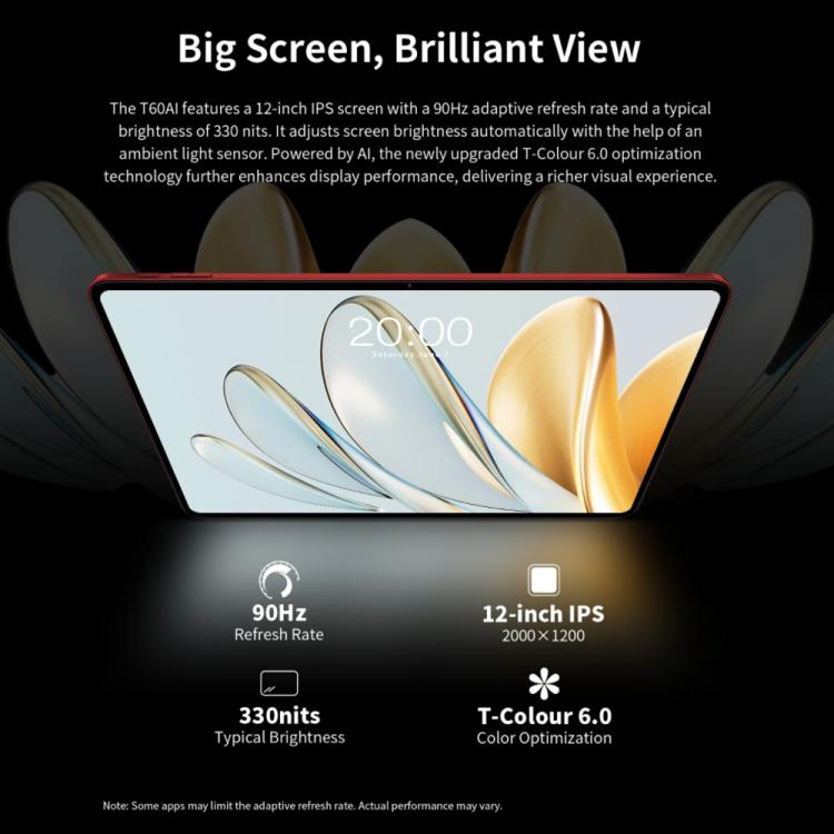Teclast T60AI WiFiタブレットPC、6GB+128GB、12インチ Android 15