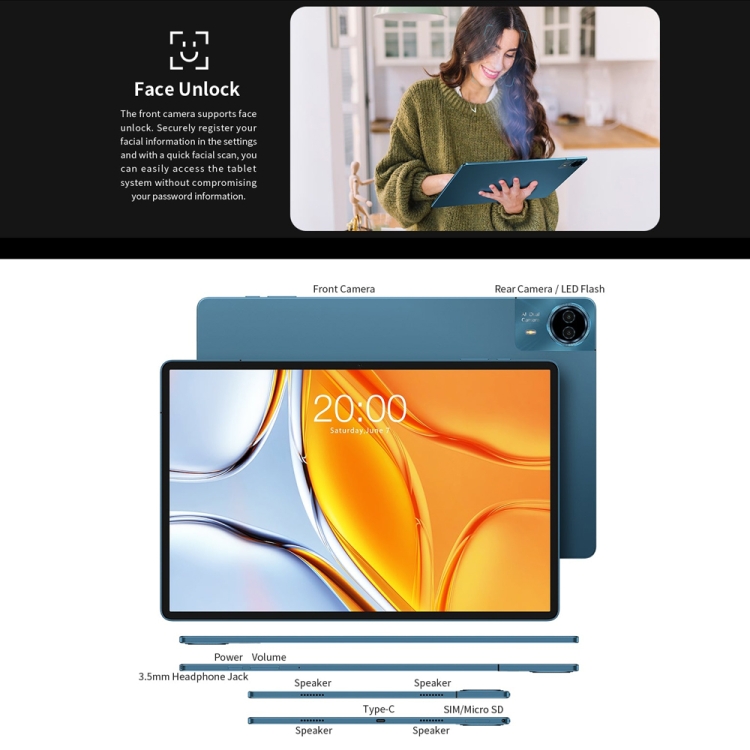 Teclast T70 4G LTE Tablet PC, 8GB+256GB, 14 inch Android 14