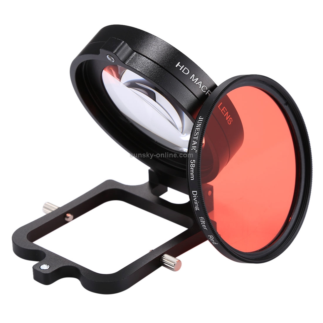 JSR 58mm 16X Macro Lens + Red Diving Lens Filter with Lens Cover + Lens ...