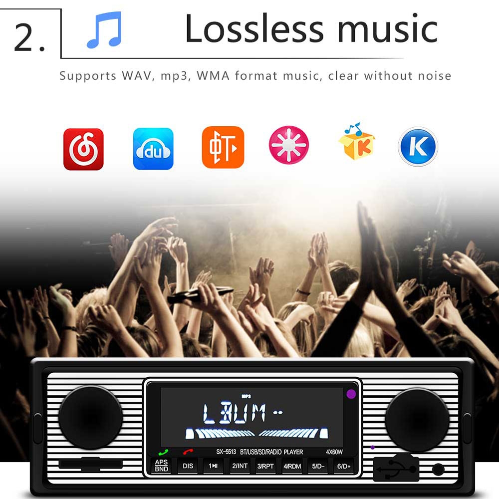 SX-5513 CAR LCD BLUETOOTH 12V MP3プレーヤー、FM / TF / Uディスクを