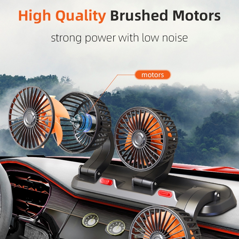 F4310 360-Degree Rotating Adjustable Car Three-Head Fan, Style:12V Cigarette  Lighter