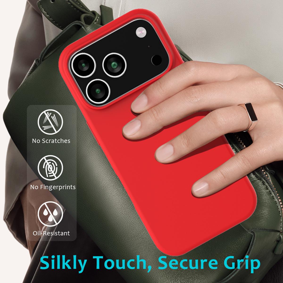iPhone 17 Pro用 ソリッドカラー シリコン フォンケース（レッド）