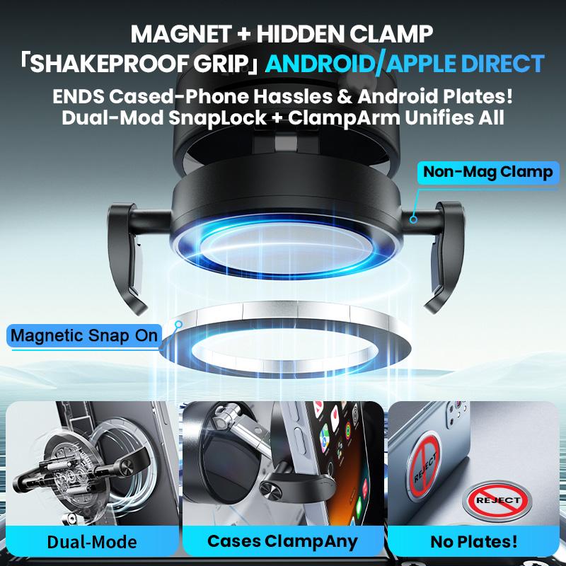 A9 Pro Foldable Clamp-type Nano Vacuum Magnetic 360-degree Rotation Car Phone Holder(Black) - B6