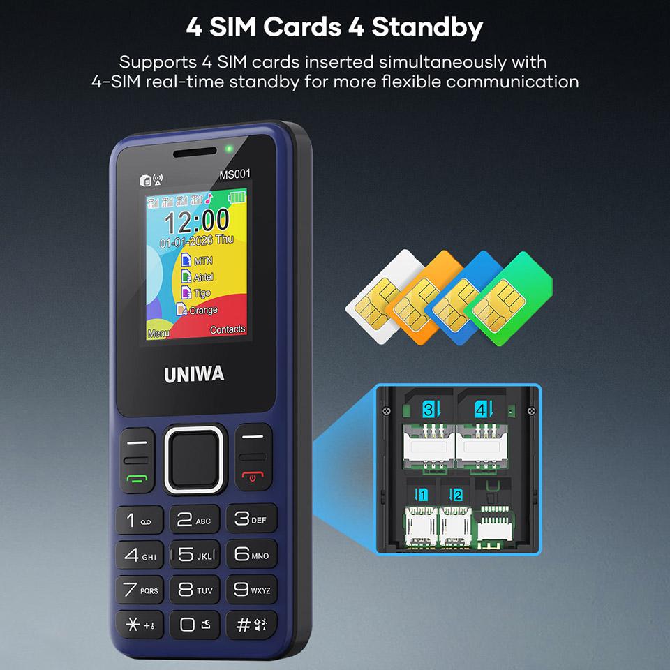 UNIWA MS001 Keypad Phone, 1.77 inch Spreadtrum SC6531CA, Network: 2G, 4 ...