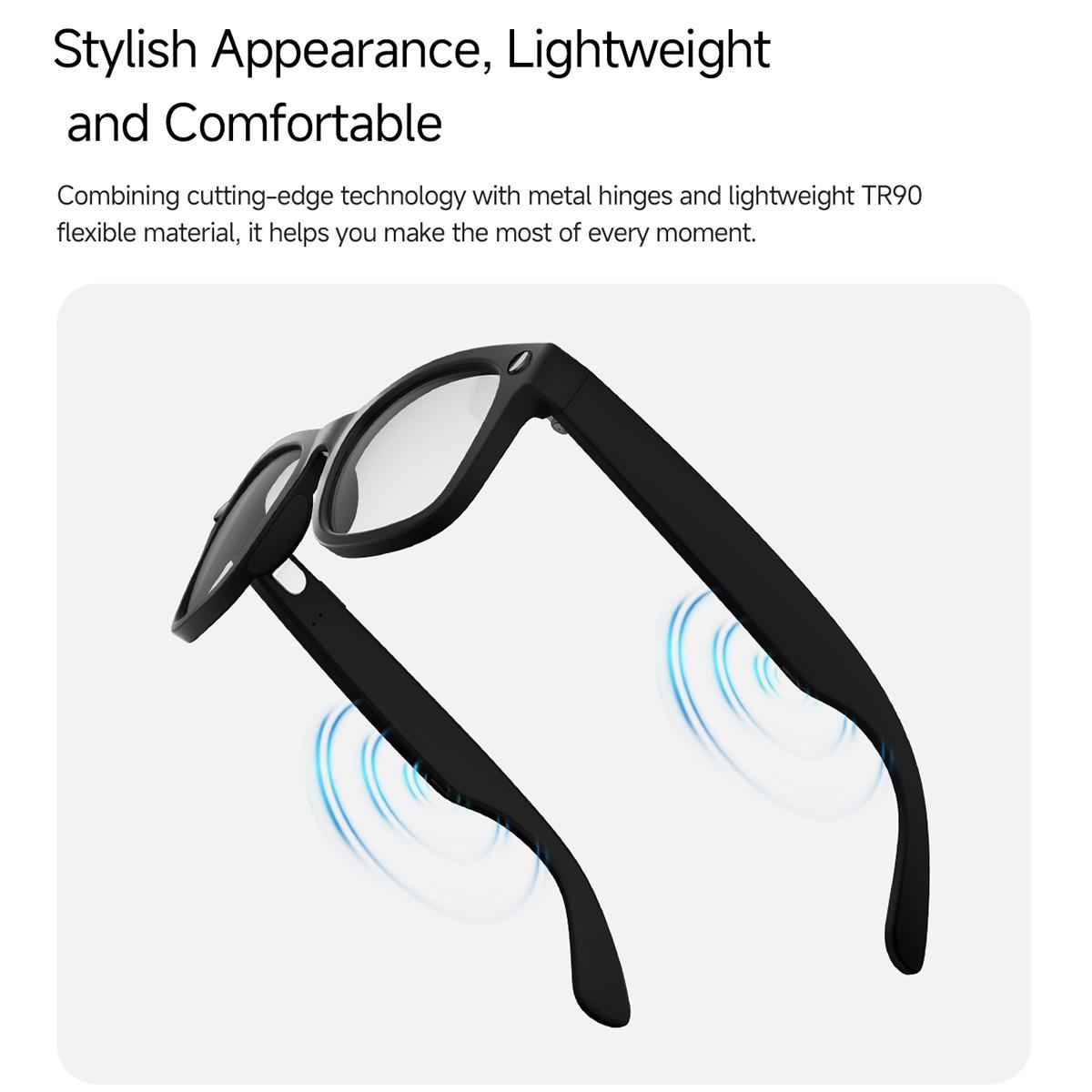 MT5 Ultra Smart AI Glasses with 8MP HD Camera, Video Recording WiFi Transmission Al Smart Voice Assistant, Type:Sunglasses(Black Charge Case) - B11