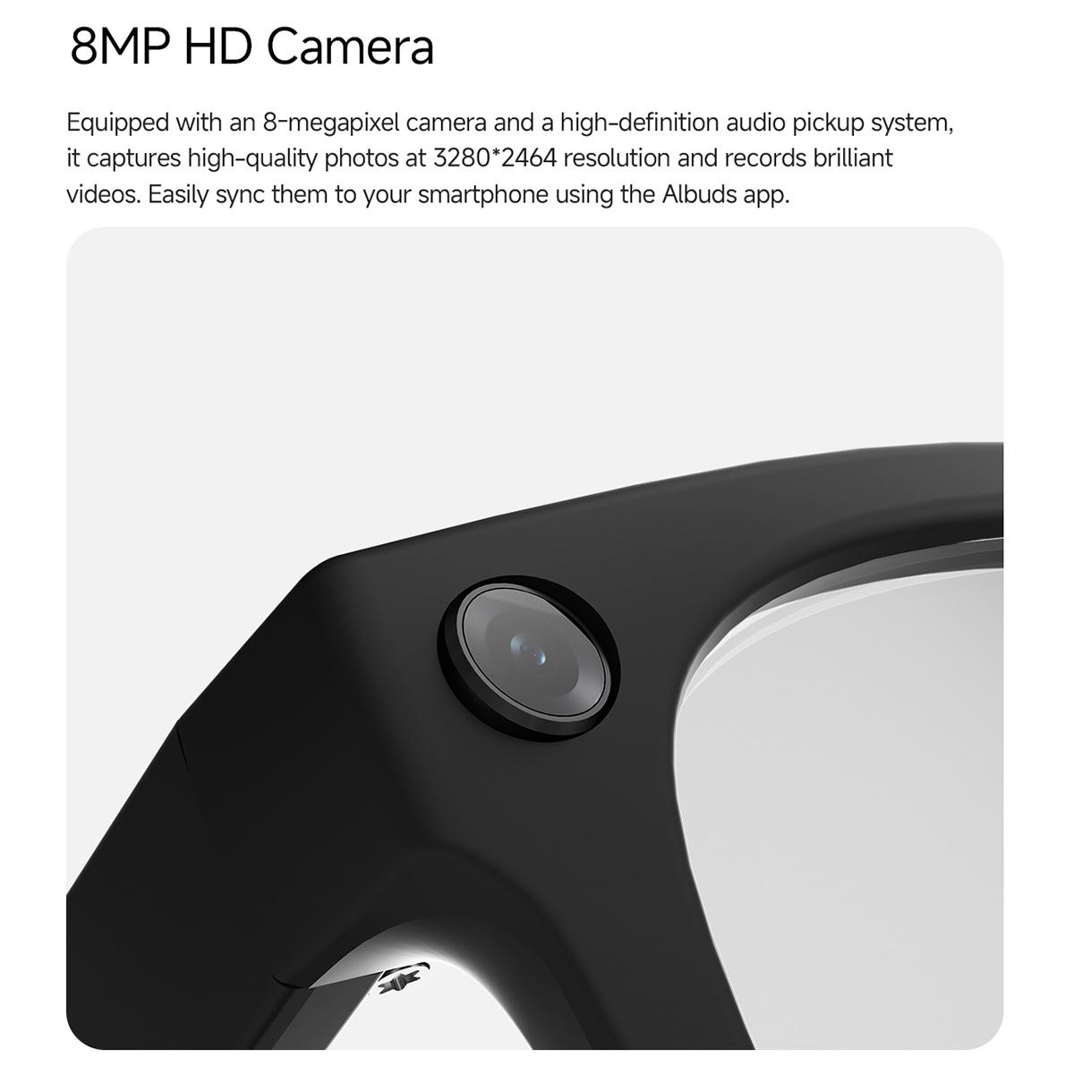 MT5 Ultra Smart AI Glasses with 8MP HD Camera, Video Recording WiFi Transmission Al Smart Voice Assistant, Type:Sunglasses(Black Charge Case) - B13