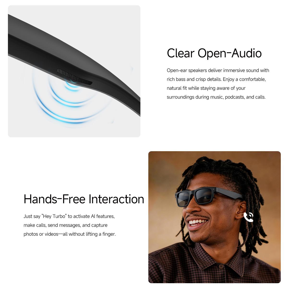 MT5 Ultra Smart AI Glasses with 8MP HD Camera, Video Recording WiFi Transmission Al Smart Voice Assistant, Type:Sunglasses(Black Charge Case) - B18