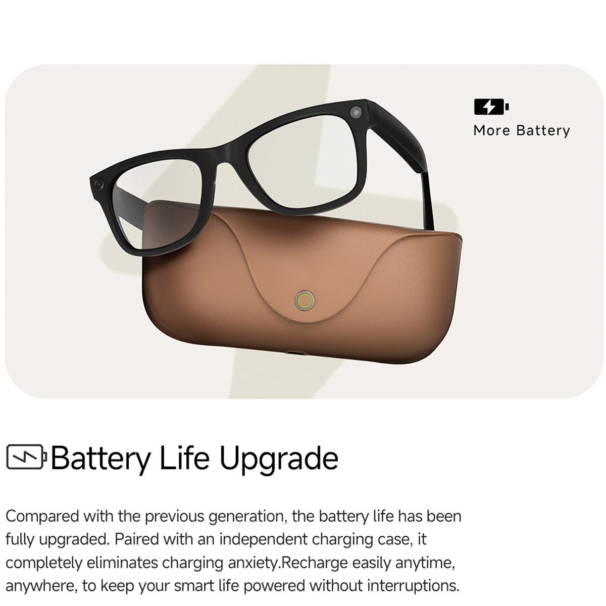 MT5 Ultra Smart AI Glasses with 8MP HD Camera, Video Recording WiFi Transmission Al Smart Voice Assistant, Type:Sunglasses(Black Charge Case) - B3