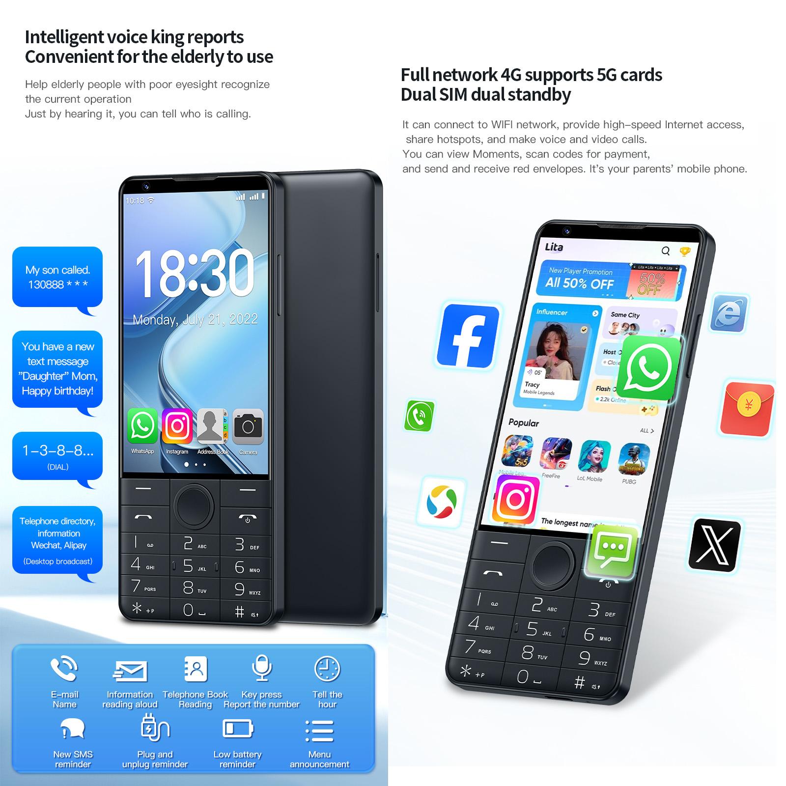 Doov R70 DOOV R70 Keypad Phone, 6GB+128GB, 4 inch Android 13 Mediatek MT6765 ...