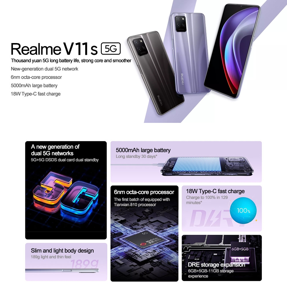 Realme V11s 5G, 4 Go + 128 Go