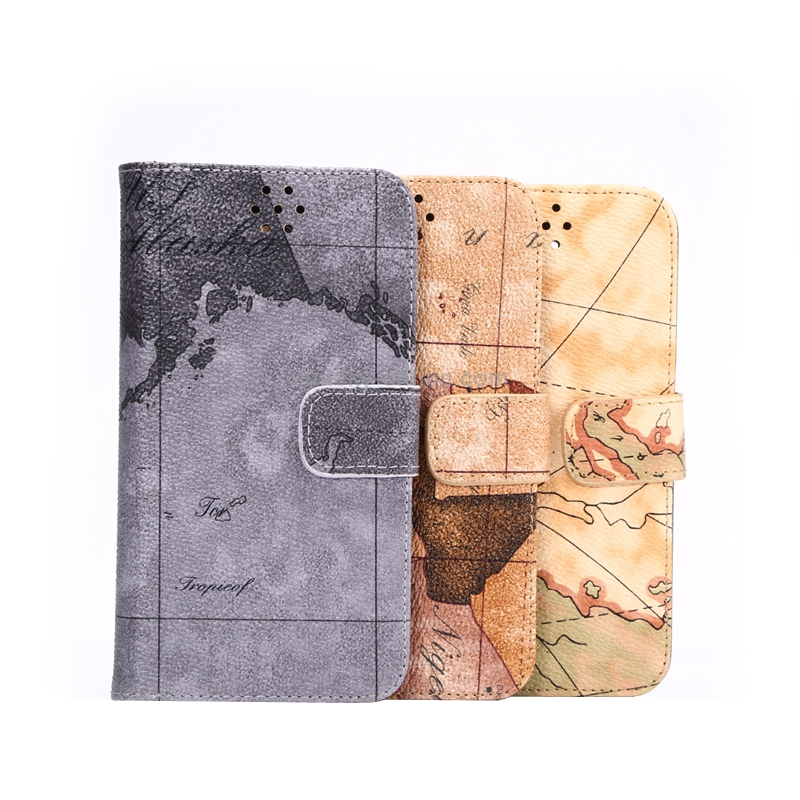 For Galaxy S6 Map Pattern Leather Case with Holder & Card Slots ...