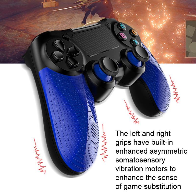 2 PCS Bluetooth Wireless Gamepad Touch Screen With Light Audio Dual Vibration  Controller For PS4(Black)