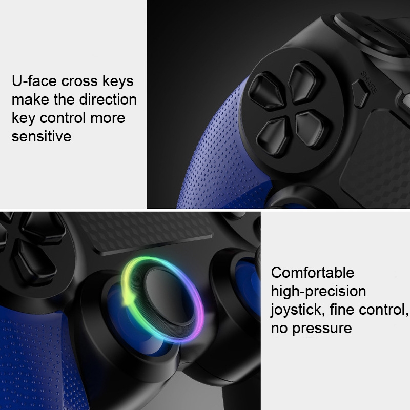 2 PCS Bluetooth Wireless Gamepad Touch Screen With Light Audio Dual Vibration  Controller For PS4(Black)