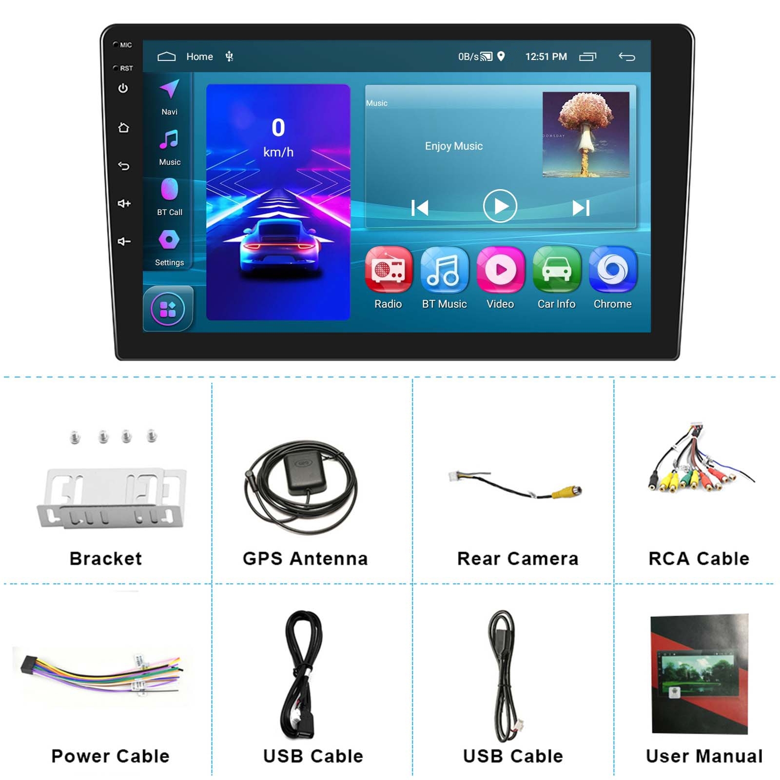 A3195 9 Inch Car Android Large Screen Navigation Central Control Screen ...
