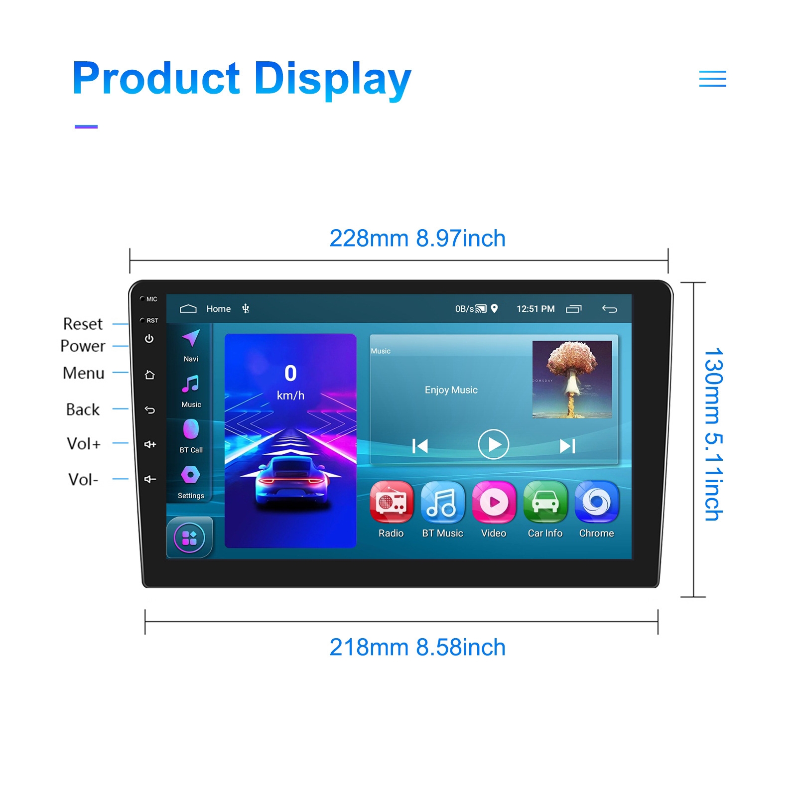 A3195 9 Inch Car Android Large Screen Navigation Central Control Screen ...