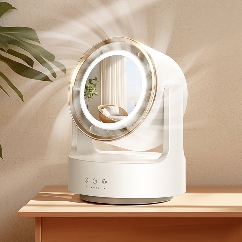 3 In 1 Multifunctional Desktop Fan with LED Light Cosmetic Mirror USB ...