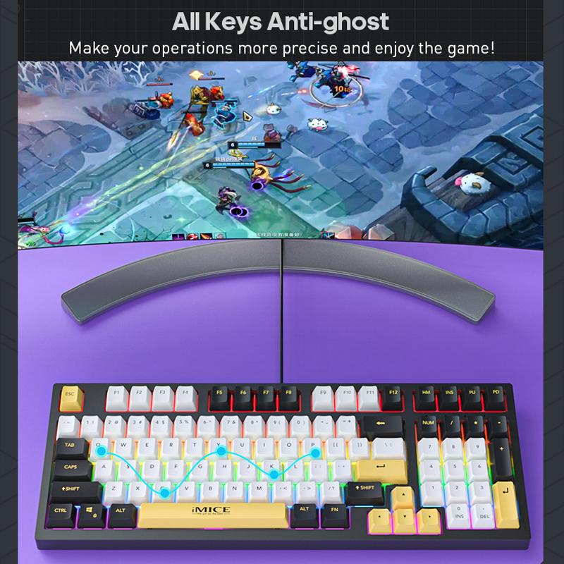 Clavier mécanique filaire iMICE GK-500 Type-C pour jeux vidéo (noir) - B2