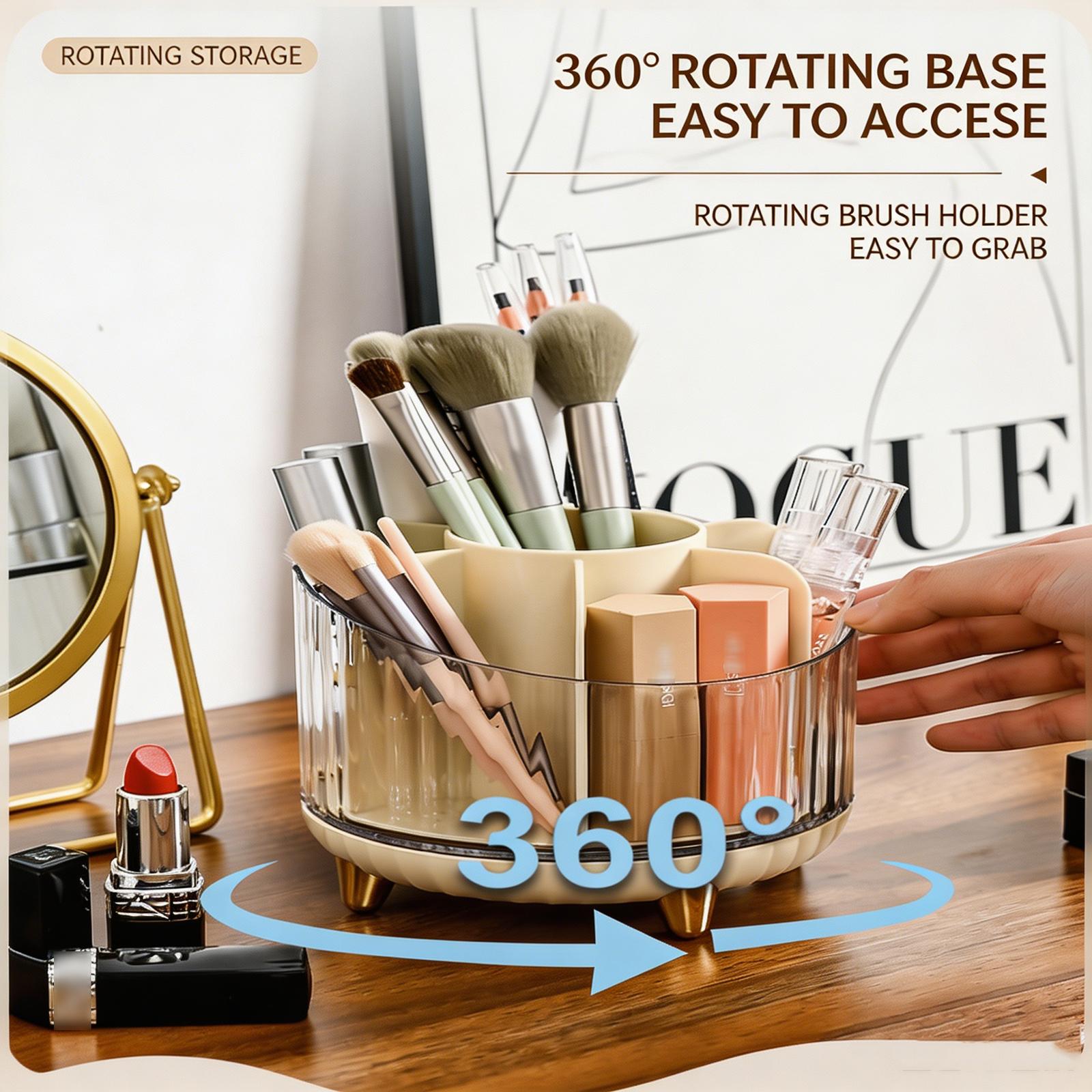 360-degree Rotating Makeup Organizer for Vanity Multi-Grid Spinning ...