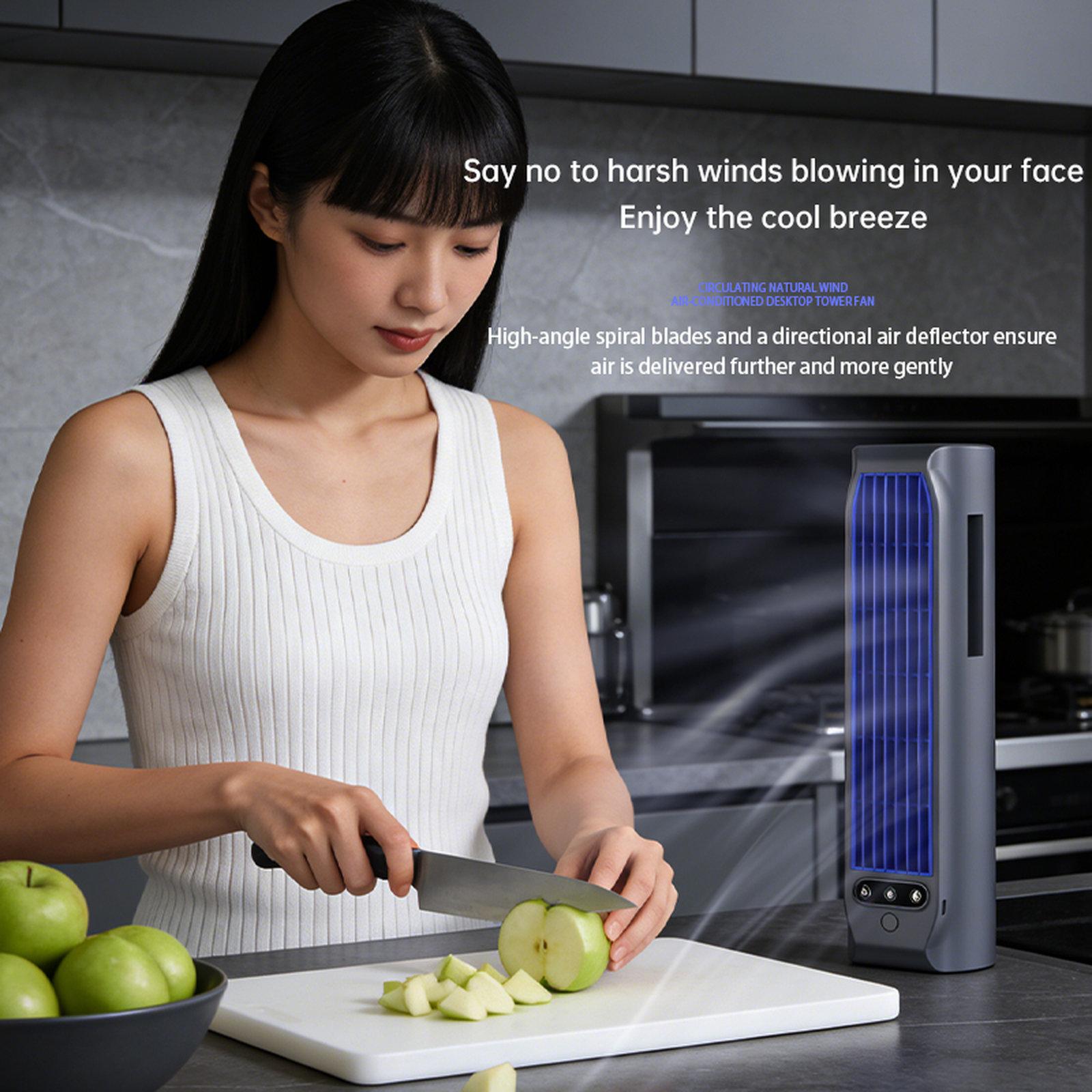 E7 Digital Display Desktop Tower Fan For Home Punch-Free