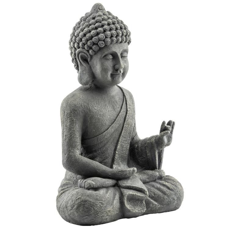 [EU Warehouse] Garden Statue, Magnesium Oxide Seated Buddha Sculpture, Spiritual Decor 32 x 23 x 51 cm, Dark Grey