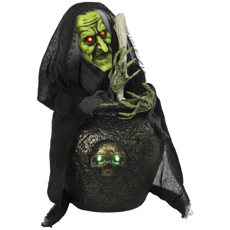[EU Warehouse] Animated Halloween tabletop witch with laughing sound, glowing eyes, and sound/touch activation.