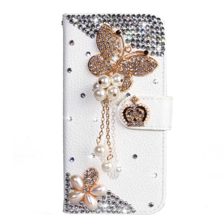 Rhinestone Pattern Horizontal Flip Leather Case with Holder & Card ...