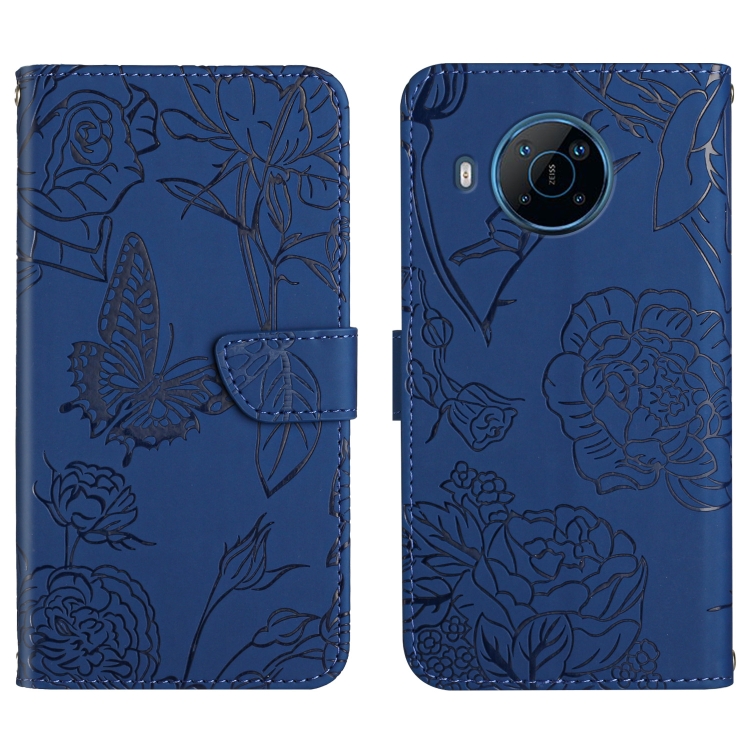 For Nokia X100 Skin Feel Butterfly Peony Embossed Leather Phone Case(Blue) For Nokia X100 Skin Feel Butterfly Peony Embossed Leather Phone Case(Blue)