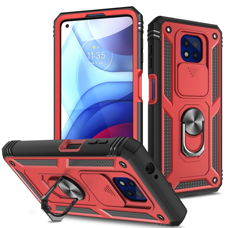 For Motorola Moto G Power 2021 Sliding Camera Cover TPU + PC Phone Case(Red+ For Motorola Moto G Power 2021 Sliding Camera Cover TPU + PC Phone Case(Red+