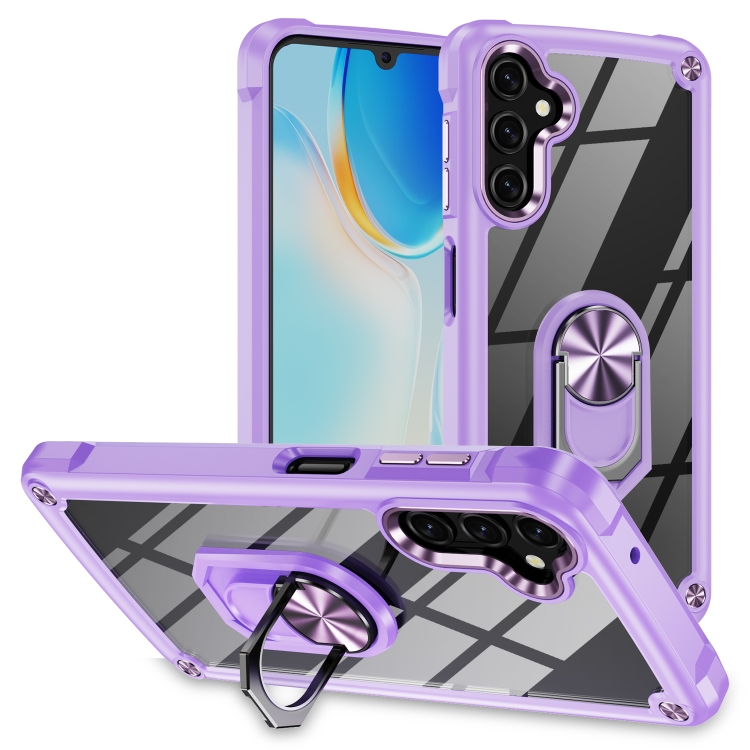For Samsung Galaxy A14 5G TPU + PC Lens Protection Phone Case with Ring Holder(Purple) For Samsung Galaxy A14 5G TPU + PC Lens Protection Phone Case with Ring Holder(Purple)
