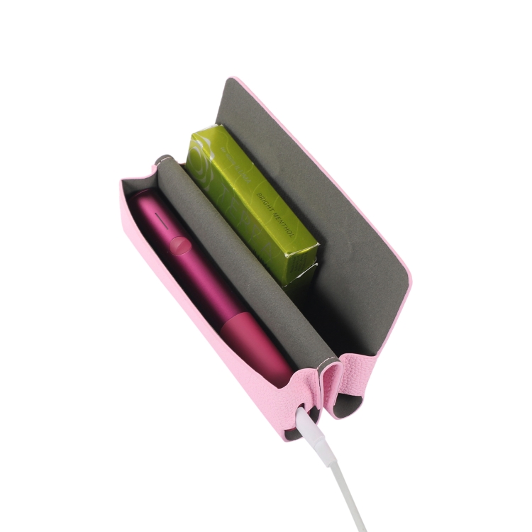 Per IQOS ILUMA ONE Custodia in pelle per sigaretta elettronica modello  Litchi (rosa)